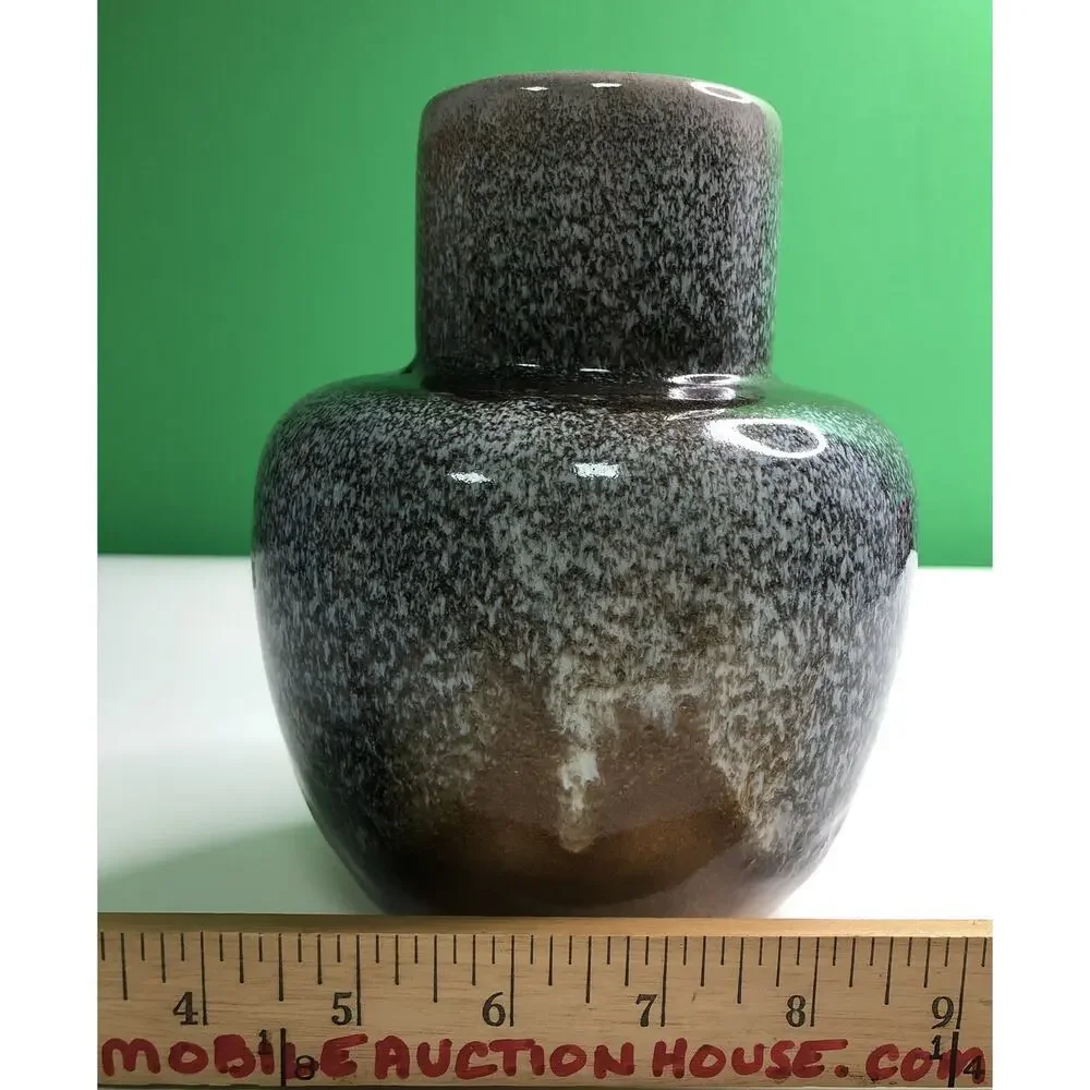 Vintage MCM Royal Hickman Pottery Vase Unique Brown Blue Cream Tan Glaze Haeger